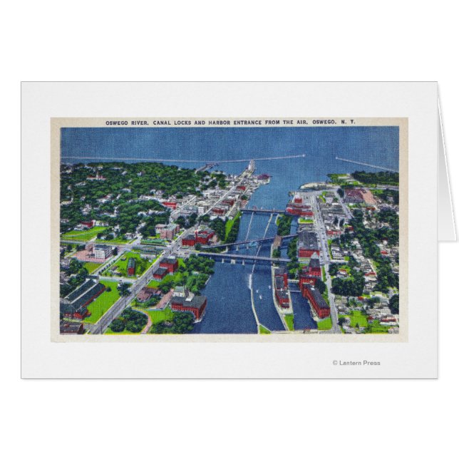 Cartão Oswego River, Locks, Harbor Entrance (Frente Horizontal)
