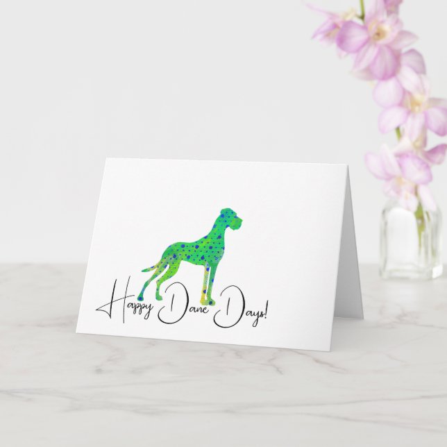 Cartão Ótima ilustração do Great Dane verde  (Orquídea)