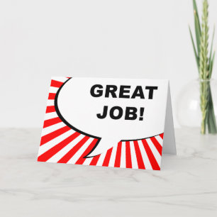 Cartão ótimo trabalho bolha de quadrinho