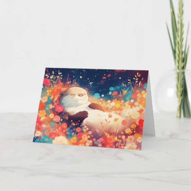 Cartão Otter Floral Hideaway (Frente)