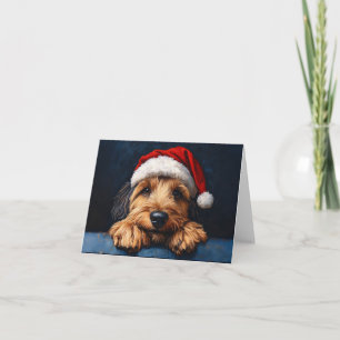 Cartão Otterhound Com Um Chapéu De Papai Noel