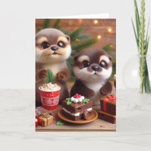 Cartão Otters e Sweets de Natal