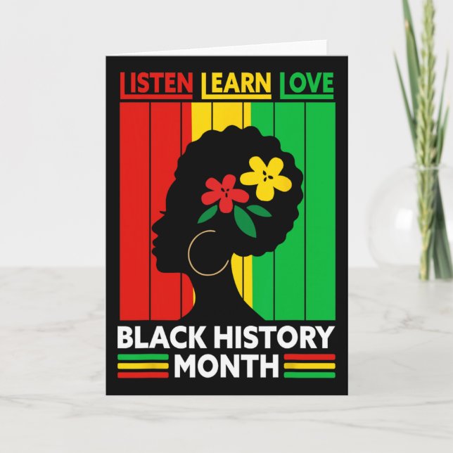 Cartão Ouça Aprenda Ame Mês da História Negra Afro Americ (Frente)