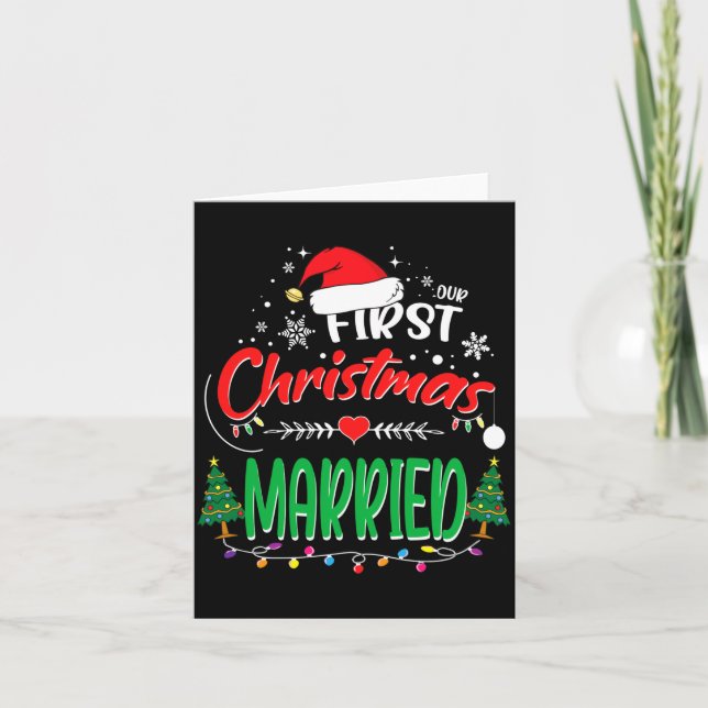 Cartão Our First Christmas Married Newlywed Mr And Mrs  (Frente)