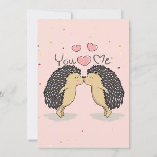 Cartão ouriços fofos beijando