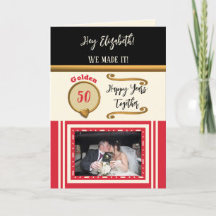 Cartão Ouro 50º aniversário feliz anos vermelho negro