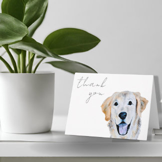Cartão Ouro De Aquarela Cachorro De Retriever Obrigado
