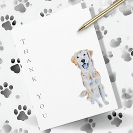 Cartão Ouro De Aquarela Cachorro De Retriever Obrigado