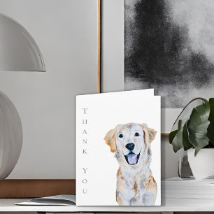 Cartão Ouro De Aquarela Cachorro De Retriever Obrigado
