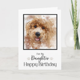 Cartão Ouro Doodle Cavapoo Feliz Aniversário Filha