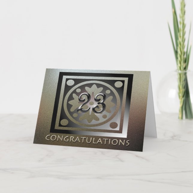 Cartão Ouro Elegante de 23 Aniversário do Funcionário (Frente)