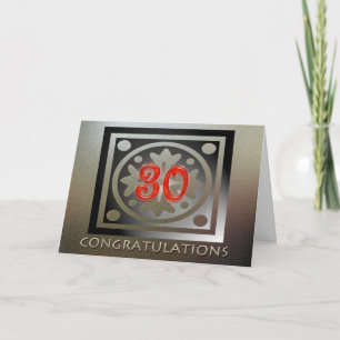 Cartão Ouro Elegante de 30 de Aniversário do Funcionário 