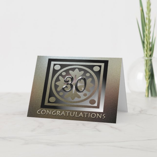 Cartão Ouro Elegante de 30 de Aniversário do Funcionário (Frente)