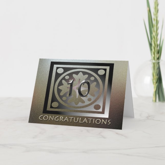 Cartão Ouro Elegante do 10.º Aniversário do Funcionário (Frente)