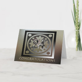 Cartão Ouro Elegante do 24.º Aniversário do Funcionário