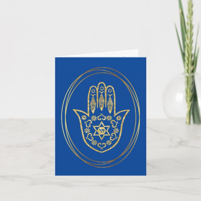 Cartão Ouro Hamsa Chrismukkah Card (Frente)
