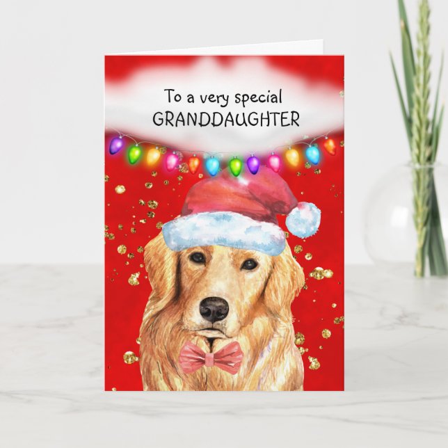 Cartão Ouro Labrador neta fofa Xmas (Frente)