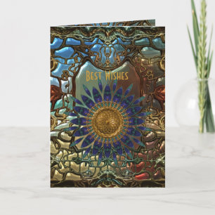 Cartão Ouro Metal Arte Novo Melhor Desejos Anivers