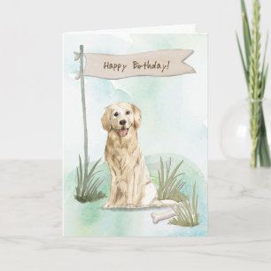 Cartão Ouro Retriever Cachorro Sob Sinal De Aniversário
