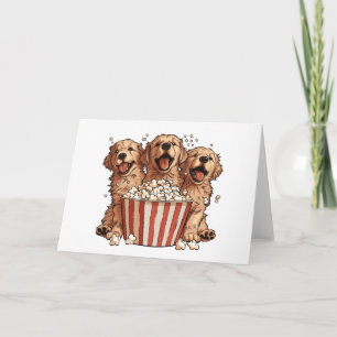 Cartão Ouro Retriever Cães Filme Popcorn Balde
