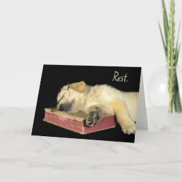 Cartão Ouro Retriever Dormindo no Livro