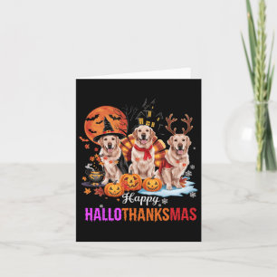 Cartão Ouro Retriever Happy Hallothanksmas Halloween