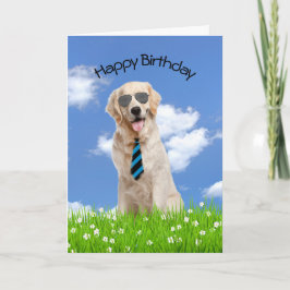 Cartão Ouro Retriever Para Aniversário