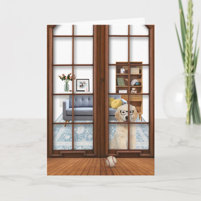 Cartão Ouro Retriever Puppy Miss You Card (Frente)