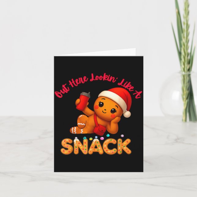 Cartão Out Here Looking Like A Snack Funny Xmas Light Gin (Frente)