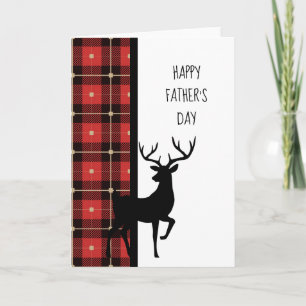 Cartão Outdoorsman Red Plaid with Deer Father's Day