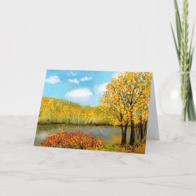 Cartão Outono pelo Rio Folded Greeting Card (Frente)