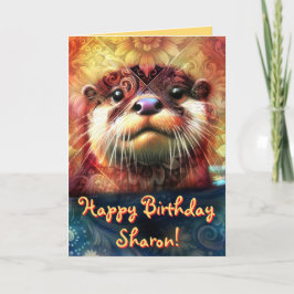 Cartão Outro Abstrato Floral Personalizado Aniversário Pe