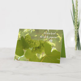 Cartão ouvidos através de videira, parabéns, verde