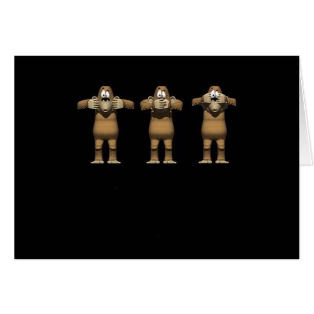 Cartão Ouvir macacos Mau (Frente Horizontal)