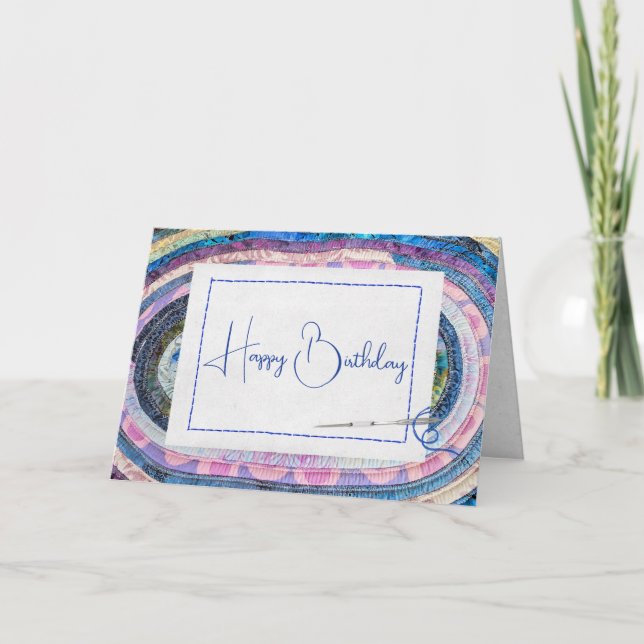 Cartão Oval Quilling Rug para Aniversário (Frente)