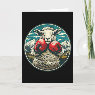 Cartão Ovelha Boxeando Com Luvas de Boxe Kickboxing Engra