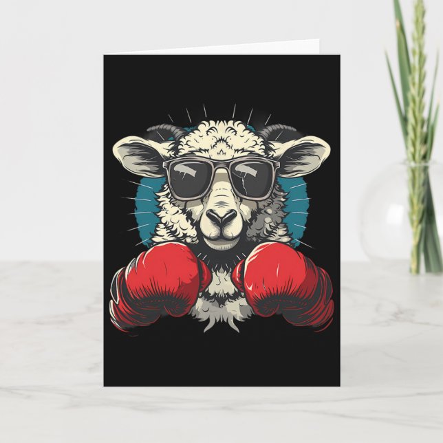 Cartão Ovelha Boxer Com Luvas de Boxe Kickboxing Boi Dive (Frente)