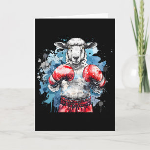 Cartão Ovelha Boxer Com Luvas de Boxe Kickboxing Boi Dive