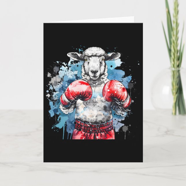 Cartão Ovelha Boxer Com Luvas de Boxe Kickboxing Boi Dive (Frente)