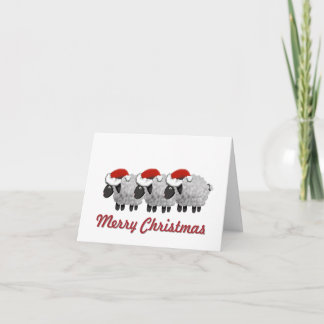Cartão Ovelhas usando chapéus de Papai Noel sem foto