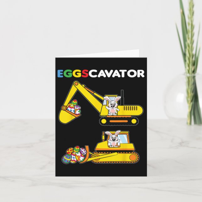 Cartão Ovo Coelho Coelho da Páscoa de Eggscavator Caça Pe (Frente)