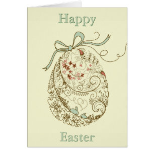 Cartão Ovo da páscoa com elementos florais
