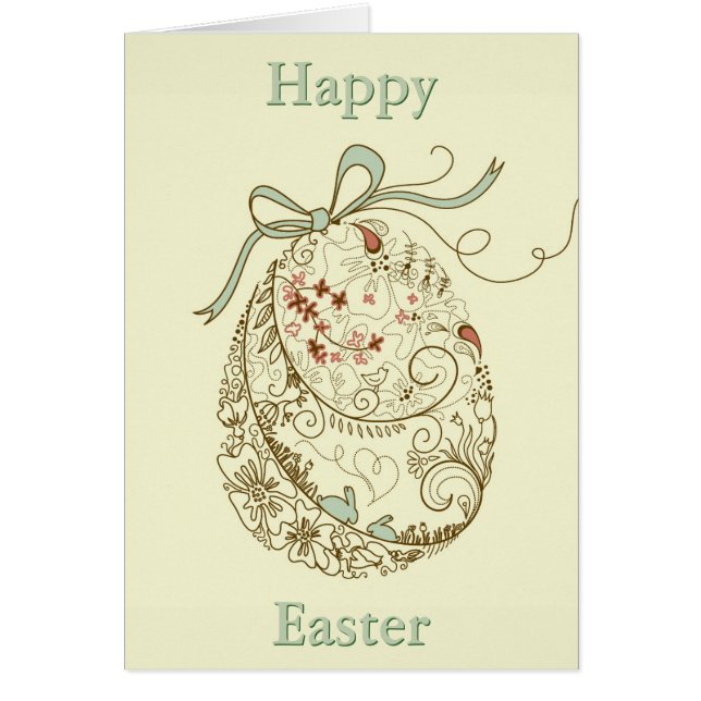 Cartão Ovo da páscoa com elementos florais (Frente)