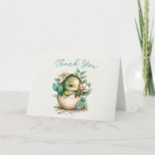 Cartão Ovo de Dinossauro Floral Chuveiro de Bebê Aquarela