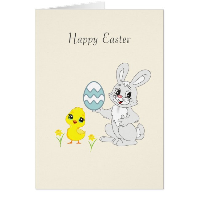 Cartão Ovo de Páscoa e Coelho (Frente)