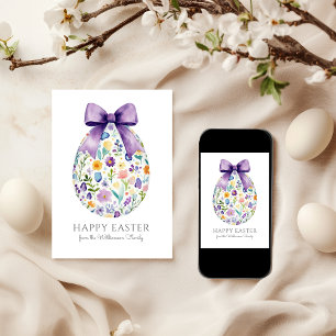 Cartão Ovo de Páscoa Floral Elegante com Arco Personaliza