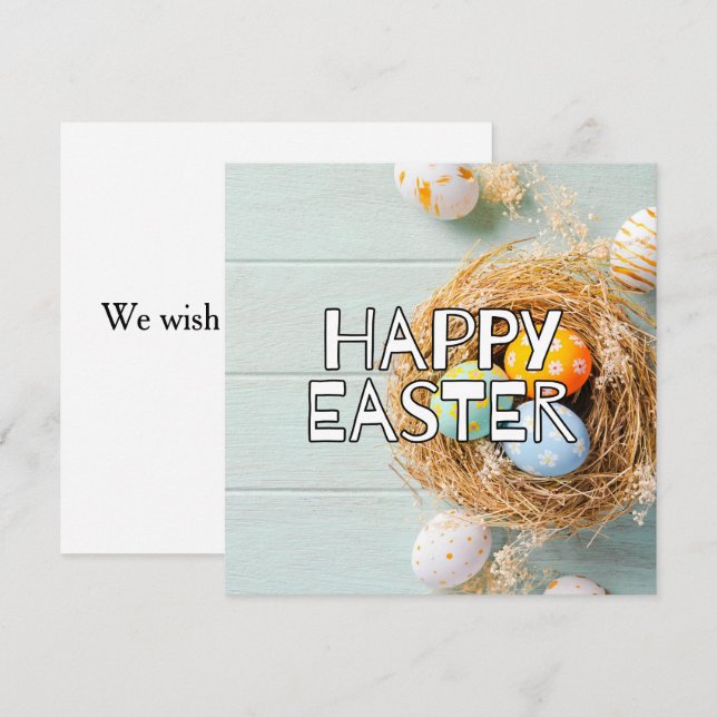 Cartão Ovos de felz pascoa e soquete de corte (Frente/Verso)