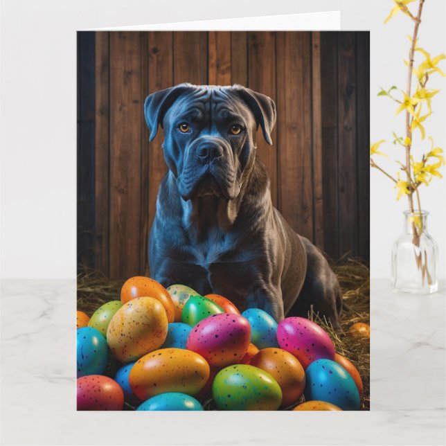 Cartão Ovos de Páscoa Cane Corso  (Flor Amarela)
