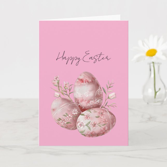 Cartão Ovos de Páscoa Florais Rosa Bonito (Planta pequena)