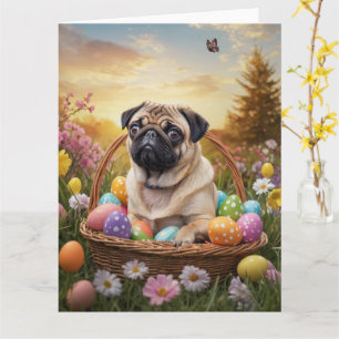 Cartão Ovos de Páscoa Pug